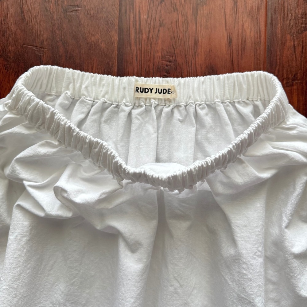 Rudy Jude Cafe Midi Skirt White Organic Cotton Pockets Sz XS Quiet Luxury - Picture 6 of 16